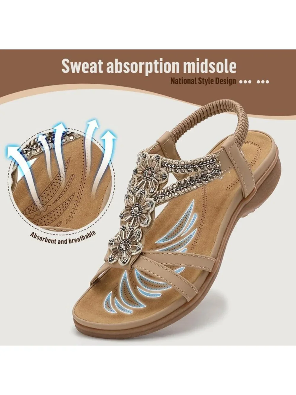 Handmade Women's Sandals with Arch Support | Comfortable Bohemian Flip Flops for